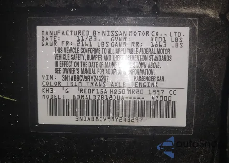 2024 Nissan Sentra Sv Xtronic Cvt z USA, uszkodzony, nr VIN 3N1AB8CV9RY243297